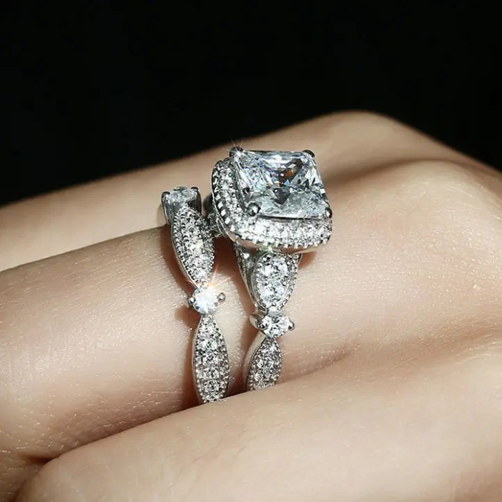 Princess Leaf Silver Ring with Crown Design (Double Layer)