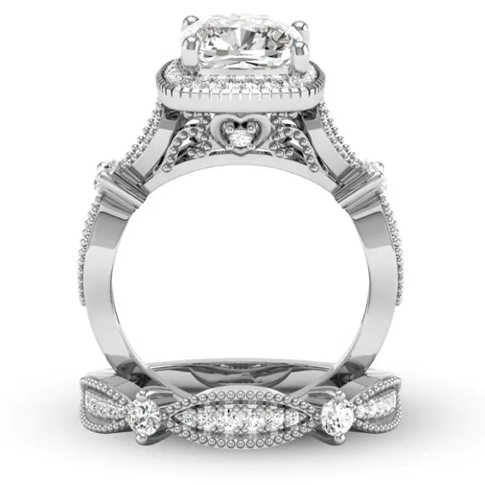 Princess Leaf Silver Ring with Crown Design (Double Layer)