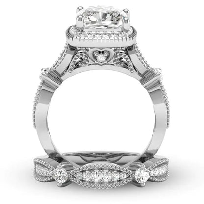 Princess Leaf Silver Ring with Crown Design (Double Layer)