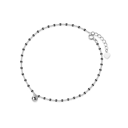 Simple Pearl Charm Silver Anklet for Women
